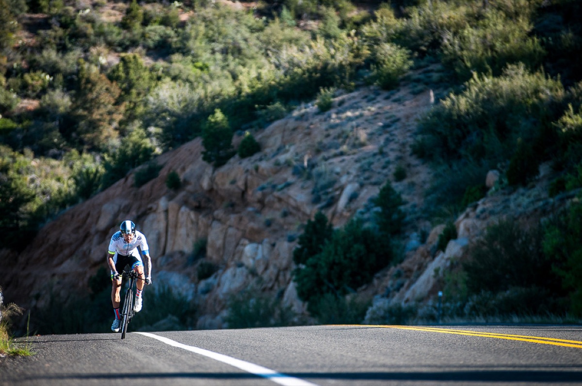 Racer on steep incline