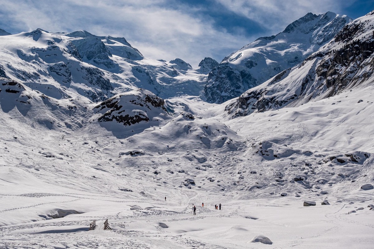 snowy mountain trail with ice crystals